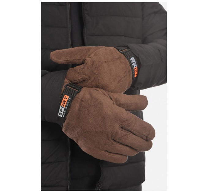 Рукавички чоловічі флісові коричневого кольору 193720L