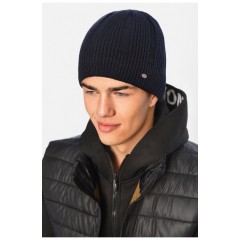 Мужская шапка на флисе темно-синего цвета 193767L