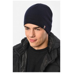 Мужская шапка на флисе синего цвета 193775L
