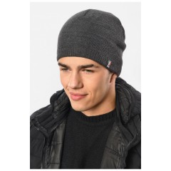 Мужская шапка на флисе темно-серого цвета 193777L