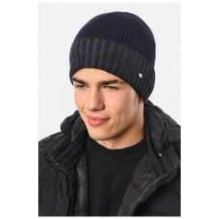 Мужская шапка на флисе темно-синего цвета 193792L
