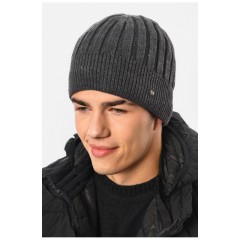 Шапка чоловіча на флісі сірого кольору 193794L Шапка чоловіча на флісі сірого кольору 193794L