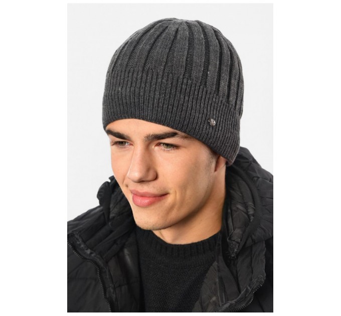 Шапка чоловіча на флісі сірого кольору 193794L