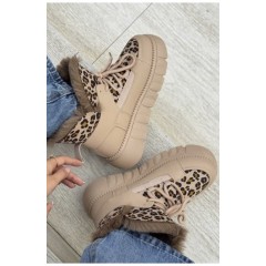 Ботинки женские зимние бежевого цвета на меху 194007L Ботинки женские зимние бежевого цвета на меху 194007L