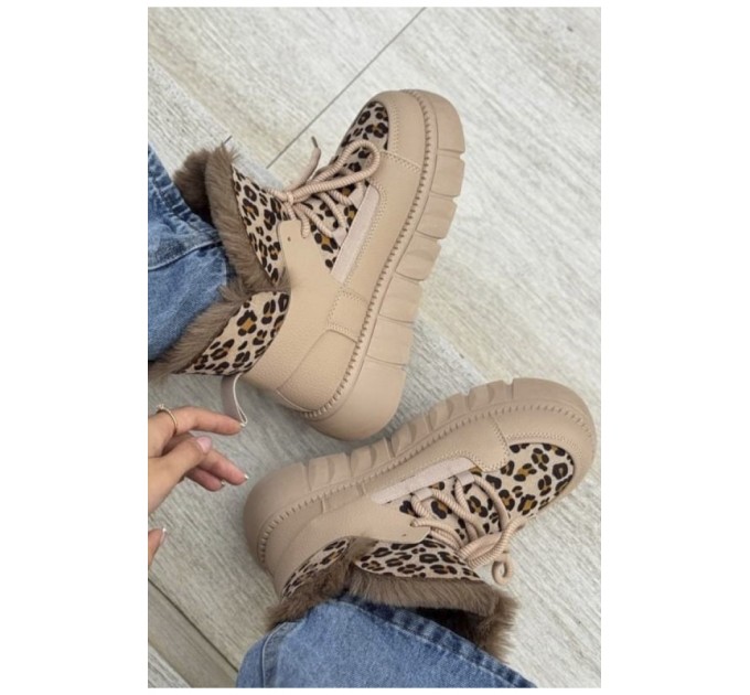 Ботинки женские зимние бежевого цвета на меху 194007L