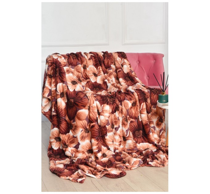 Плед темно-бежевого кольору з принтом розмір 200*230 194131L