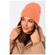 Шапка женская зимняя однотонного кораллового цвета 194150L