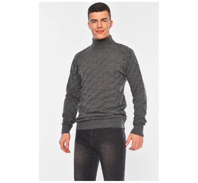 Свитер мужской однотонный темно-серого цвета 194465L