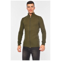 Светр чоловічий однотонний темно-зеленого кольору 194478L