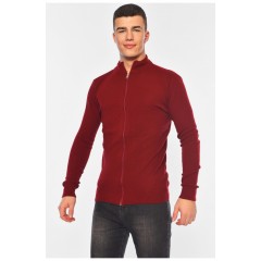 Свитер мужской однотонный бордового цвета 194486L Свитер мужской однотонный бордового цвета 194486L