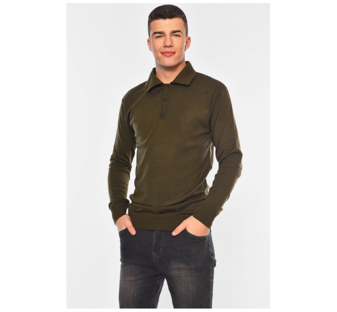 Светр чоловічий однотонний темно-зеленого кольору 194503L