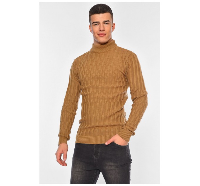 Светр чоловічий однотонний бежевого кольору 194520L