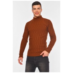 Светр чоловічий однотонний коричневого кольору 194521L