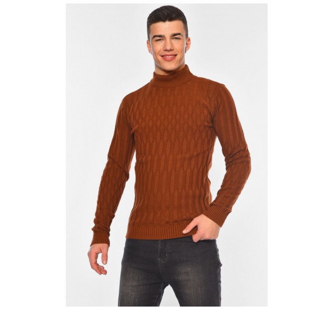 Свитер мужской однотонный коричневого цвета 194521L