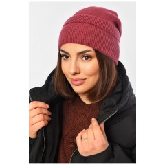 Шапка женская демисезонная бордового цвета 194594L Шапка женская демисезонная бордового цвета 194594L