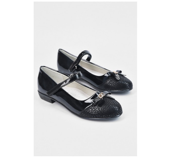 Туфлі для дівчинки чорного кольору на ліпучці 194956L