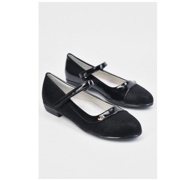 Туфлі для дівчинки чорного кольору на ліпучці 194957L