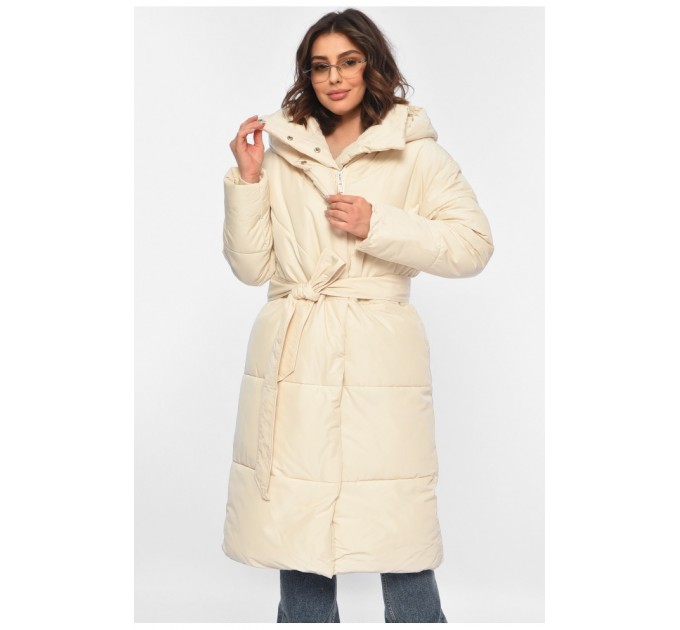 Куртка женская еврозима удлиненная молочного цвета 195102L