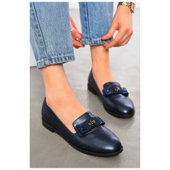 Туфлі-лофери жіночі темно-синього кольору 195306L