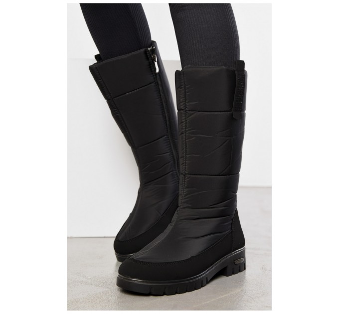 Дутики женские на меху черного цвета 195343L