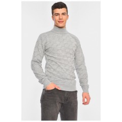 Светр чоловічий однотонний світло-сірого кольору 195385L