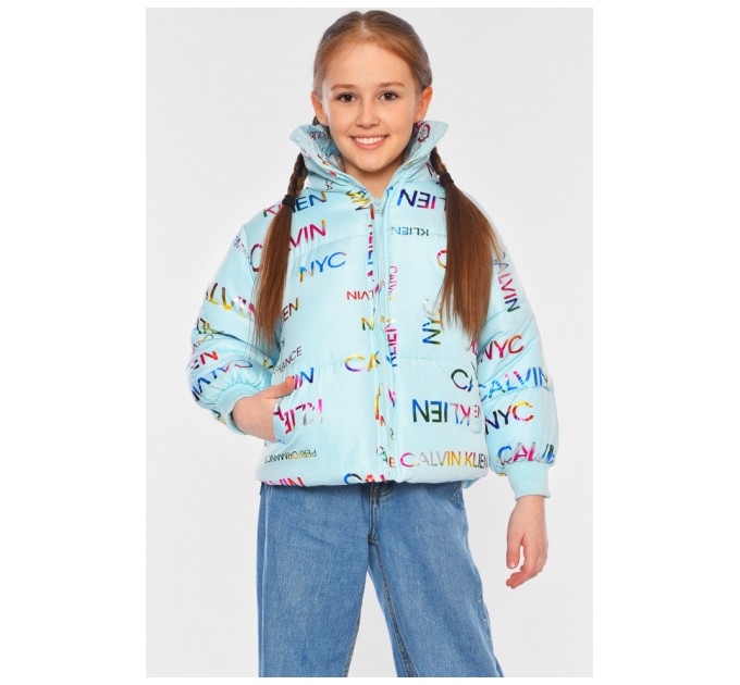 Детская куртка для девочки демисезонная голубого цвета 195637L