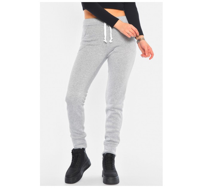 Спортивні штани жіночі на флісі сірого кольору 195661L