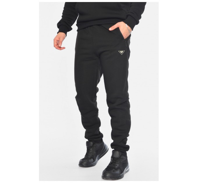 Спортивні штани чоловічі на флісі чорного кольору 196051L