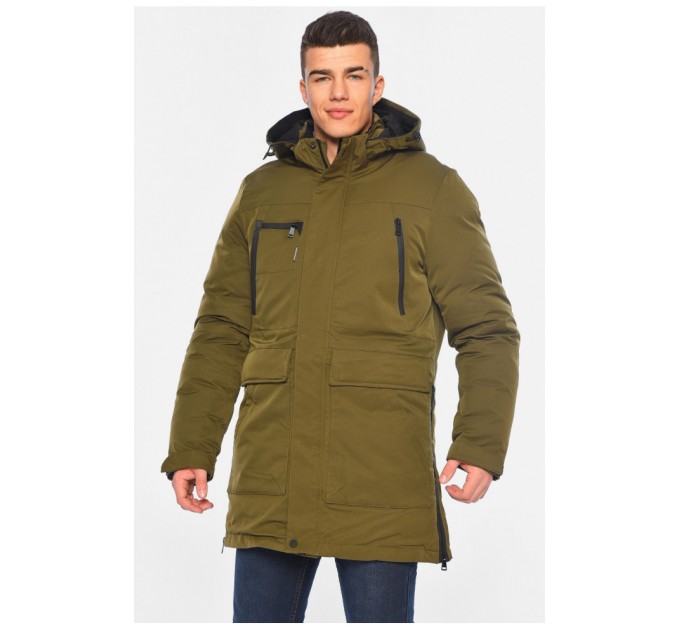 Куртка чоловіча подовжена єврозима кольору хакі 196069L