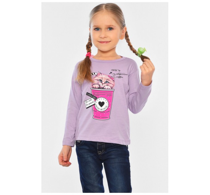 Лонгслів дитячий для дівчинки бузкового кольору 196553L