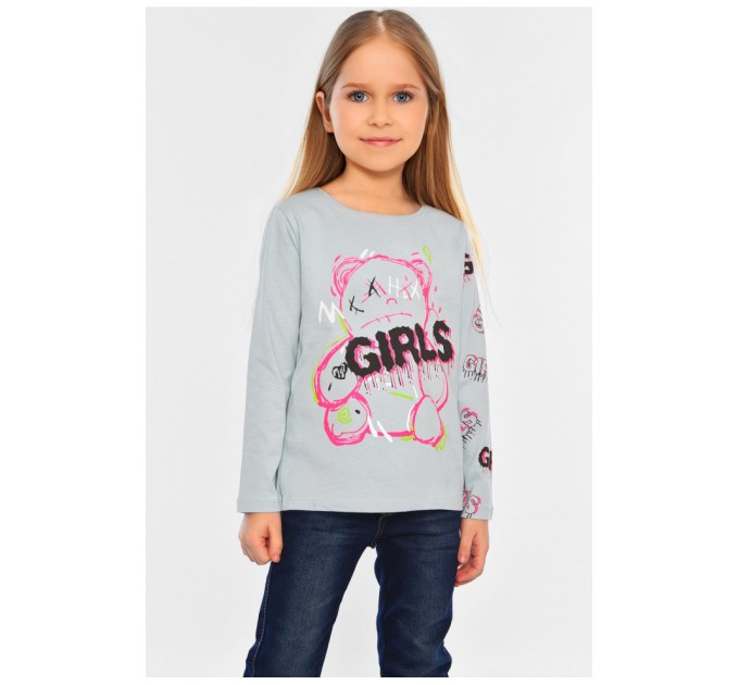 Лонгслив детский для девочки светло-голубого цвета 196556L