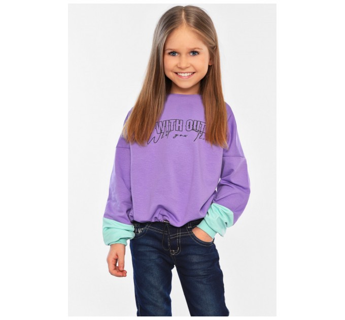 Світшот дитячий для дівчинки з іграшкою бузкового кольору 196593L