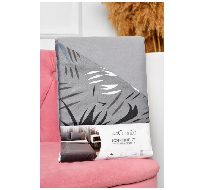 Комплект постільної білизни євро з принтом сірого кольору 196757L