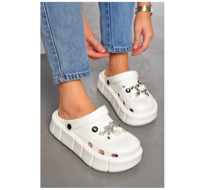Крокси жіночі білого кольору 196876L