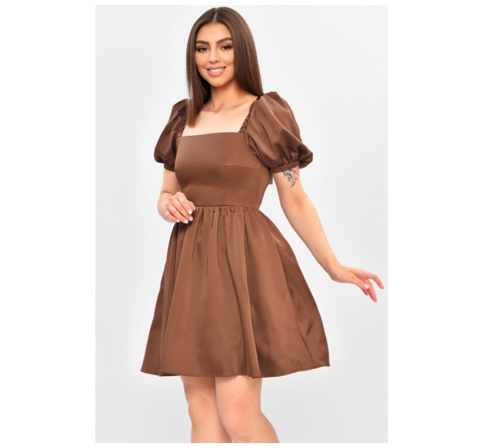 Сукня жіноча атласна шоколадного кольору 197491L