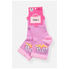 Шкарпетки дитячі демісезонні бузкового кольору з малюнком 198422L