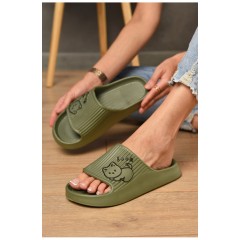 Шльопанці піна жіночі  кольору хакі 199277L