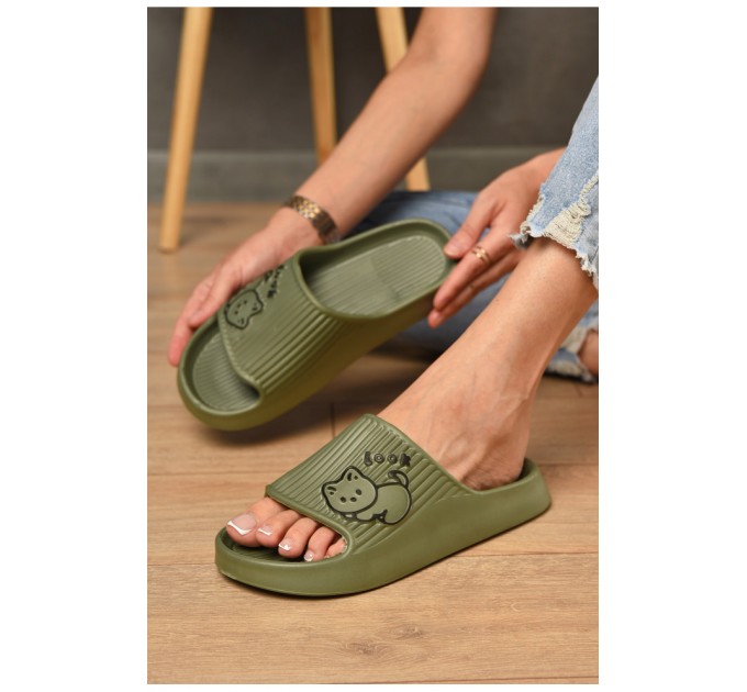 Шльопанці піна жіночі кольору хакі 199277L