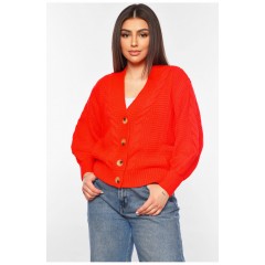 Женский кардиган однотонный оранжевого цвета 199681L