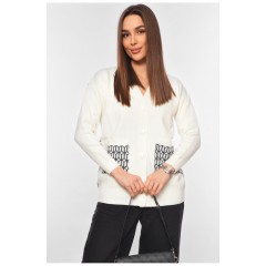 Женский кардиган белого цвета с принтом 199685L