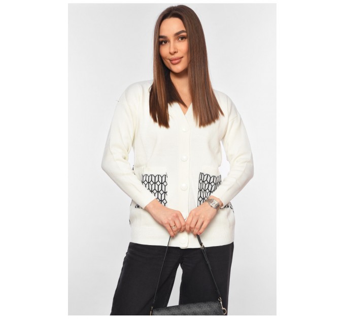 Женский кардиган белого цвета с принтом 199685L