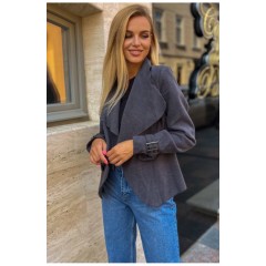 Женский кардиган однотонный темно-серого цвета 199783L