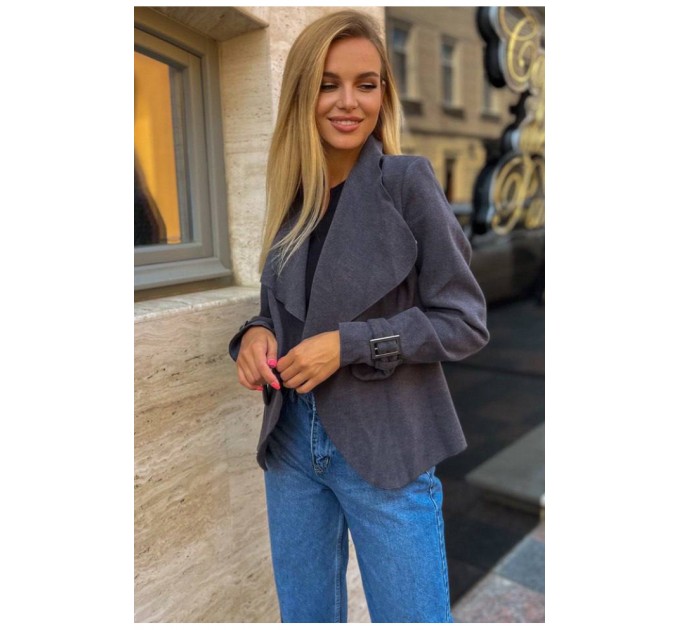 Женский кардиган однотонный темно-серого цвета 199783L