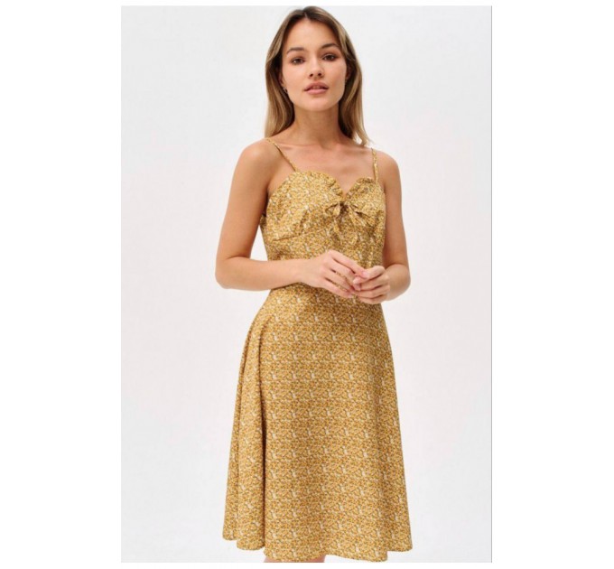 Женский сарафан горчичного цвета с принтом 199825L.