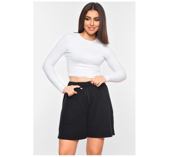 Шорты женские однотонные черного цвета 199853L