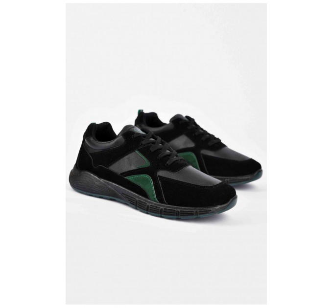 Кроссовки мужские черного цвета на шнуровке 200166L