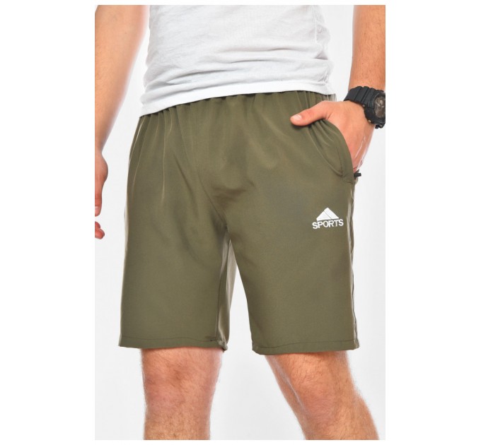 Шорти чоловічі однотонні кольору хакі 200224L