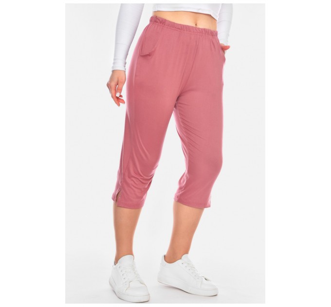 Бриджи женские полубатальные розового цвета 200277L.