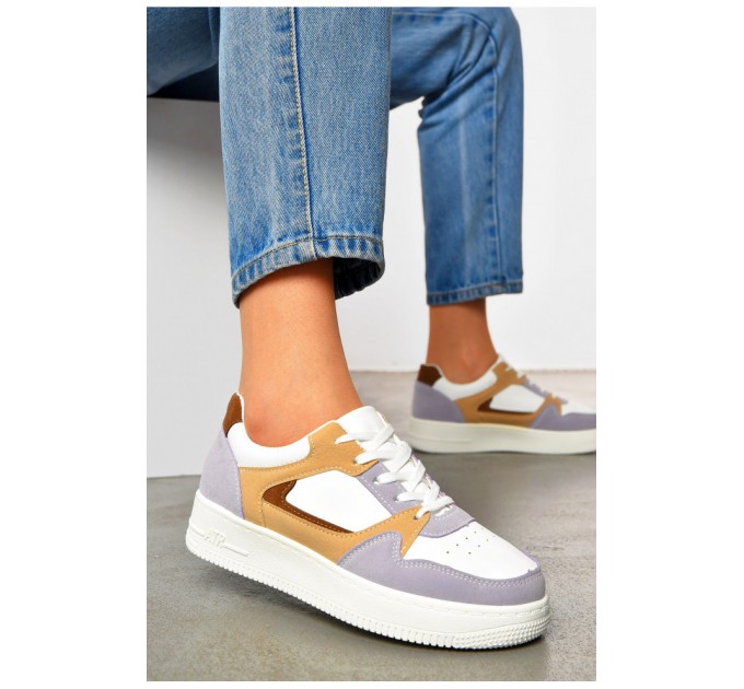 Кроссовки женские белого цвета на шнуровке 201023L