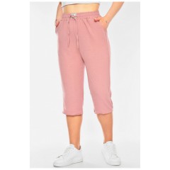 Бриджи женские полубатальные розового цвета 201024L.